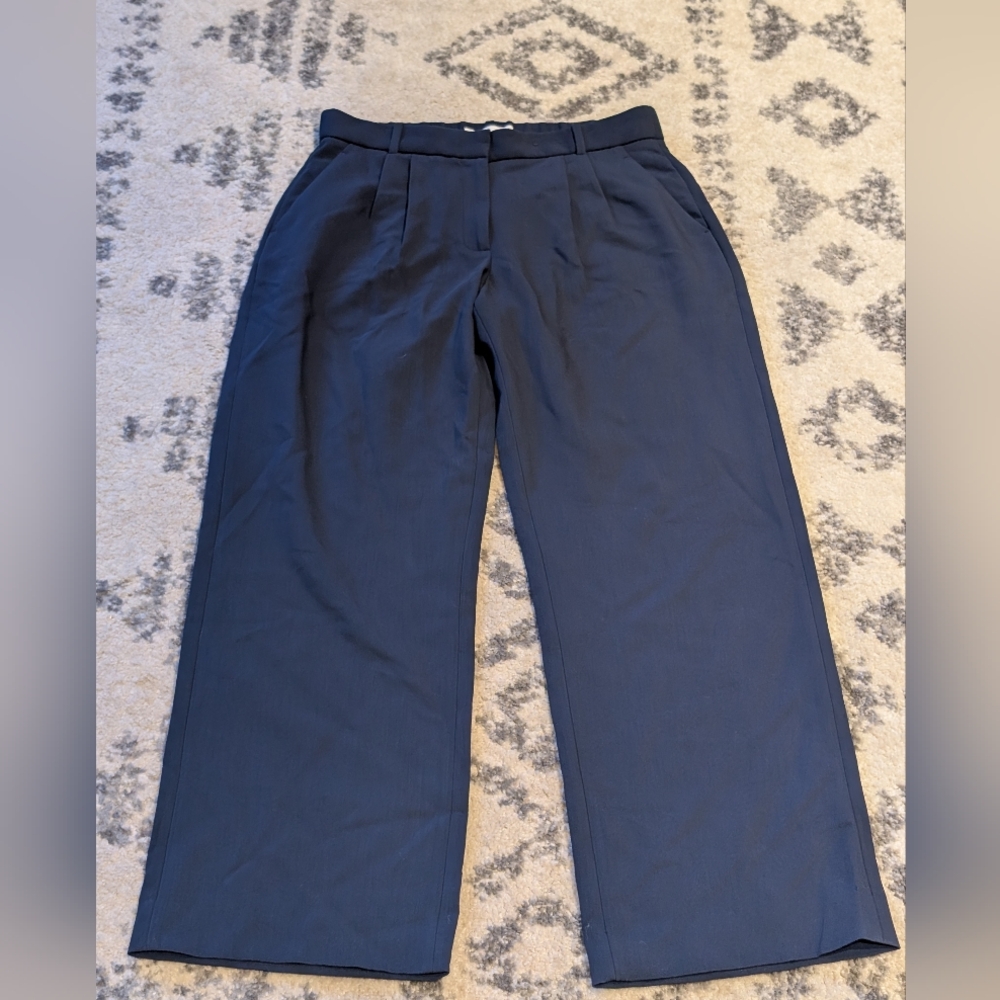NWT Abercrombie & Fitch Curve Love High-Rise Wide-Leg Slacks Navy Size 10L